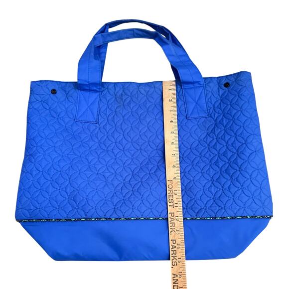 prAna Quilted Nylon Tote Bag Blue Large Travel Shoulder Bag Weekender 21x16 - Picture 13 of 14